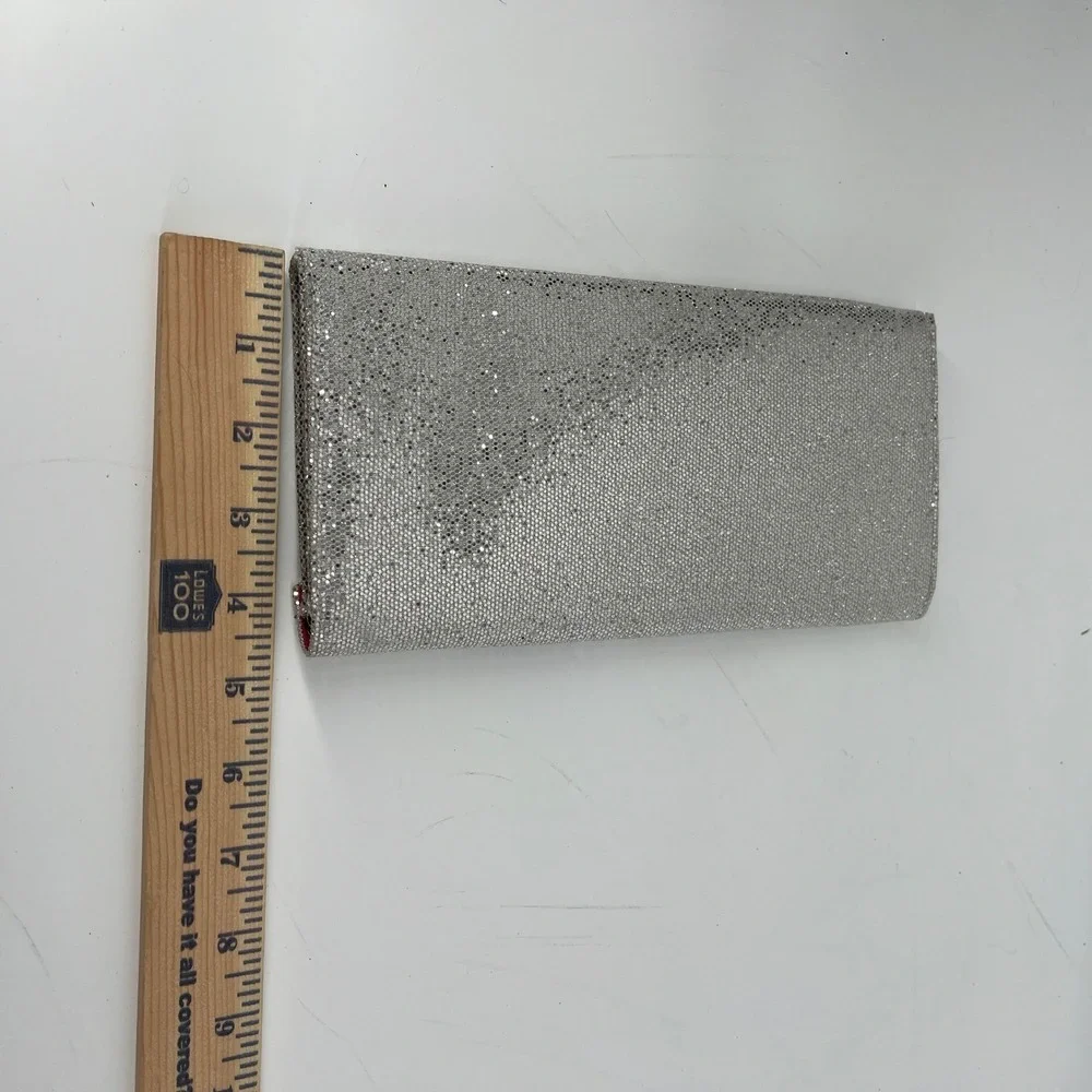 Victorias Secret Silver Glitter‎ Envelope Clutch Pink Lining Evening Bag